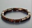  Men's Amber Bracelet Made of Cylinders and Disk Shape Amber