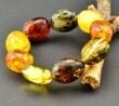 Large Amber Bracelet Made of Oval Shape Multicolor Amber