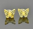 Small Carved Amber Butterfly Stud Earrings Made of Clear Lemon Amber