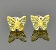 Small Carved Amber Butterfly Stud Earrings Made of Clear Lemon Amber