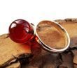 Adjustable Cherry Red Amber Silver Ring