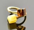 Adjustable Amber Ring in Gold Plated Sterling Silver