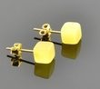 Small Cube Amber Stud Earrings Made of Butterscotch Baltic Amber