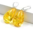 Large Amber Earrings Made of Clear Lemon Baltic Amber