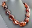 Large Cherry Amber Necklace Made of Oval Amber Beads