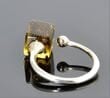 Adjustable Baltic Amber Silver Ring With Bits of Flora