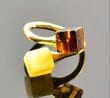 Adjustable Amber Ring in Gold Plated Sterling Silver