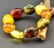 Large Amber Bracelet Made of Oval Shape Multicolor Amber
