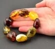 Large Amber Bracelet Made of Oval Shape Multicolor Amber