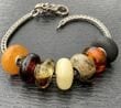 7 Pcs Wholesale Pandora Style Amber Charm Beads 