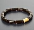 Men's Amber Bracelet Made of Cylinders and Disk Shape Amber