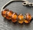 5 Pcs Wholesale Pandora Style Faceted Amber Charm Beads