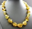 Green Faceted Amber Necklace Made of Precious Baltic Amber