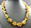 SPARKLING Amber Necklace Made of Faceted Greenish Amber