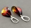 Moon Shape Baltic Amber Earrings Made of Colorful Baltic Amber