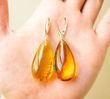Large Amber Earrings Made of Precious Baltic Amber
