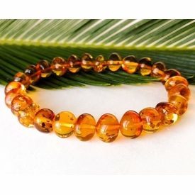 Details about   Natural Baltic Amber Bracelet Round Bead 琥珀 Amber Bangle Genuine Amber 