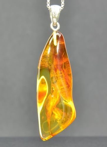 Amber Amulet Pendant Made of Tall Free Form Honey Baltic Amber