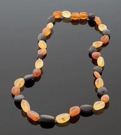 Raw Amber Healing Necklace Made of Bean Shape Amber Beads