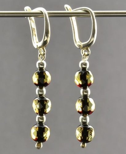 Amber Earrings Made of Faceted Baltic Amber Beads