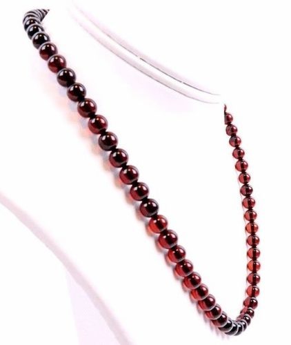 Cherry Amber Necklace Made of Perfectly Round Cherry Amaber 