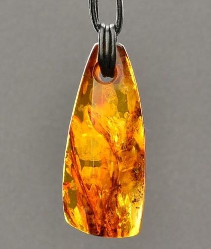 Large Amber Pendant Amulet On Black Cord - SOLD OUT