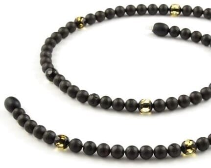 Men's Amber Necklace Made of Black and Faceted Amber. Unisex.