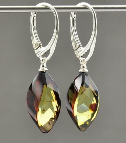 Faceted Amber Earrings Made of Precious Baltic Amber