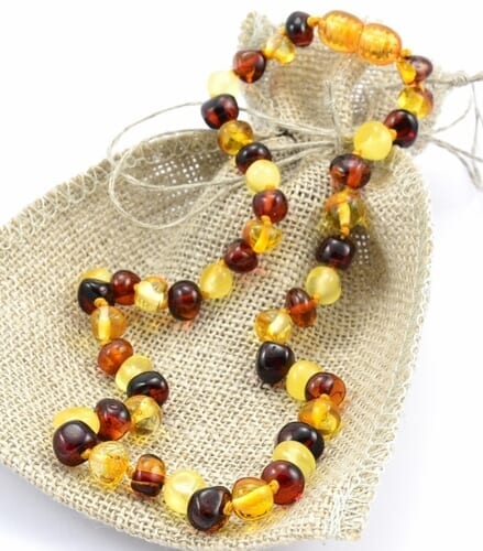 Amber Necklace for Children Made of Multicolor Amber Beads