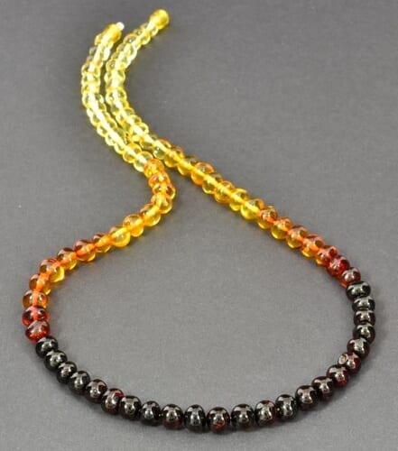 Rainbow Amber Necklace Made of Baroque Baltic Amber Beads