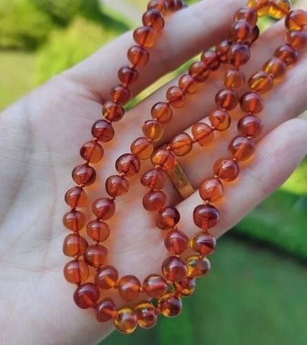 2 Matching Cognac Color Amber Necklaces for Mom and Child
