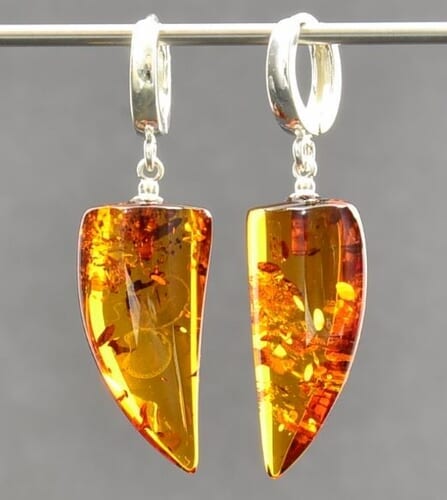Amber Earrings Made of Cognac Baltic Amber