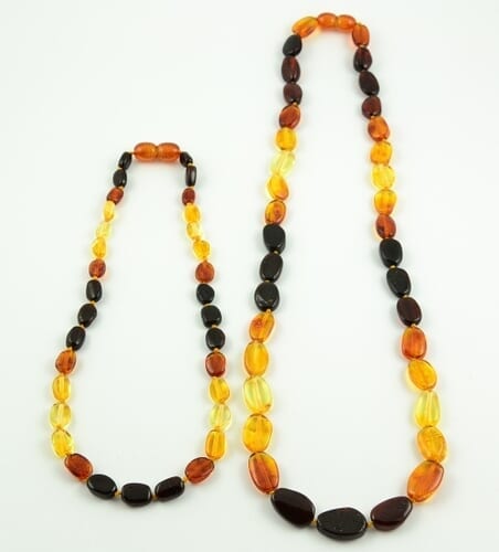 2 Matching Multicolor Amber Necklaces for Mom and Child