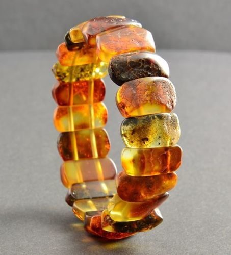 Amber Bracelet Made of Multicolor Matte Baltic Amber