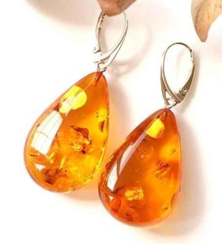 Amber Earrings Made of Precious Honey Baltic Amber