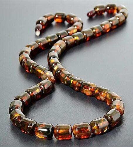 Men's Amber Necklace Made of Larger Barrel Shaped Amber Beads