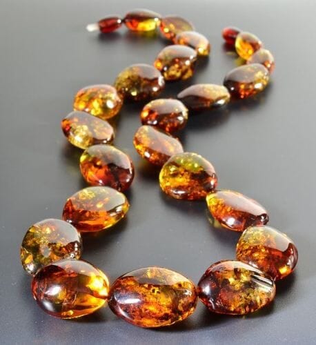 Large Amber Necklace Made of Colorful Amber