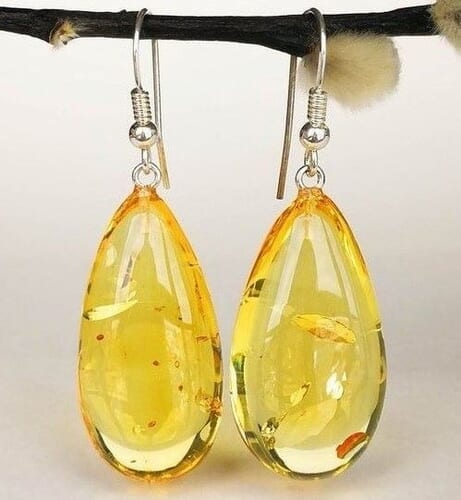 Amber Earrings Made of Golden Color Baltic Amber