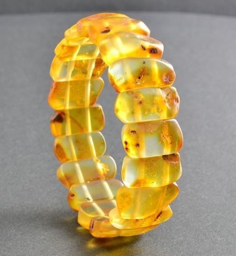 Amber Bracelet Made of Honey Color Matte Baltic Amber