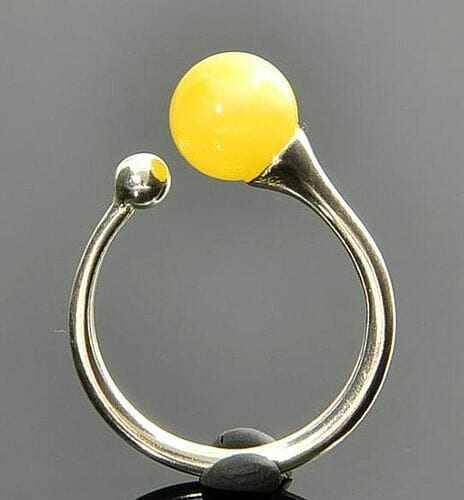 Adjustable Butterscotch Amber Silver Ring