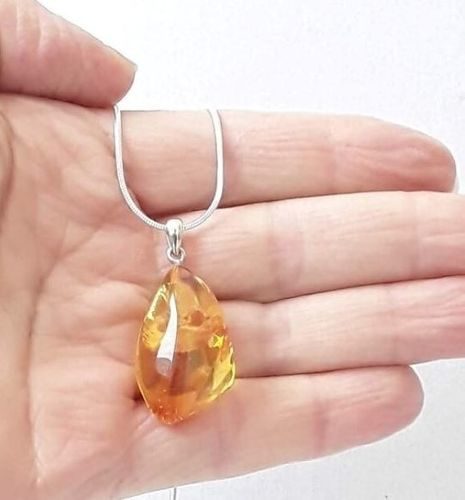Small Amber Pendant Made of Honey Baltic Amber