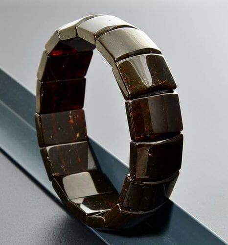 Classic Bangle Style Amber Bracelet Made of Dark Cherry Color Amber