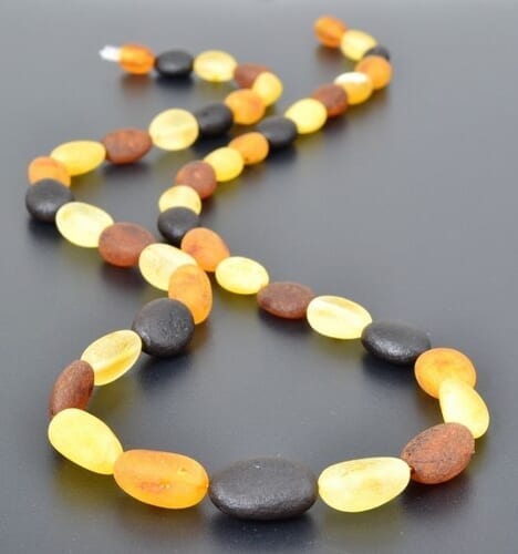Raw Amber Healing Necklace Made of Bean Shape Amber Beads