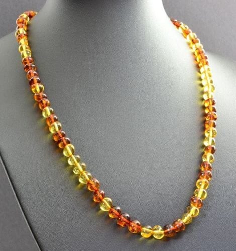 Men's Amber Necklace Made of Lemon and Cognac Amber. Unisex.