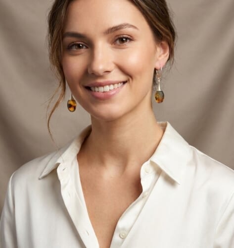 SNAKE SKIN Amber Drop Dangle Earrings Carved Earth Colors Amber