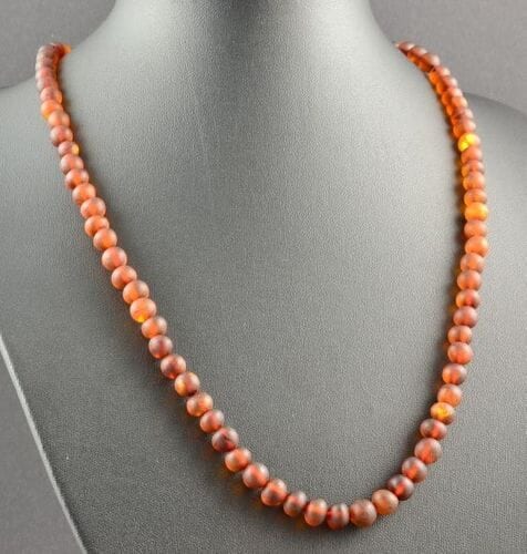 Men's Amber Healing Necklace Made of Dark Cognac Raw Amber. Unisex.