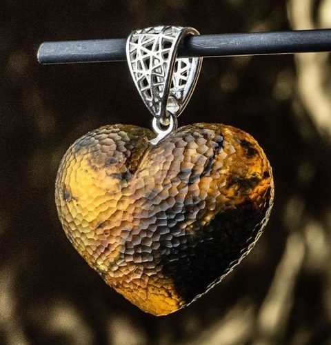 Meteorite Amber Heart Pendant - SOLD OUT