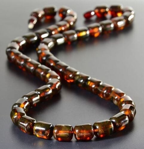 Men's Amber Necklace Made of Larger Barrel Shaped Amber Beads