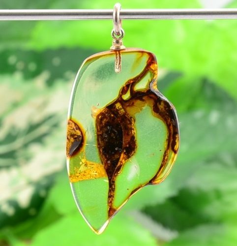 Baltic Amber Slice Made Into Unique Amber Pendant