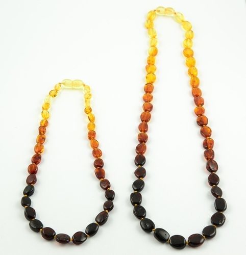 2 Matching Rainbow Amber Necklaces for Mom and Child